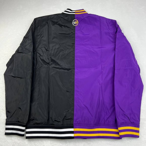 Los Angeles Lakers Half Court Satin Y&R Varsity‎ Jacket Large Adult Mens - Picture 7 of 7